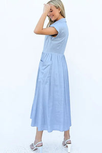 And The Why Cap Sleeve Front Pockets Shirt Dress - Brittney MADE