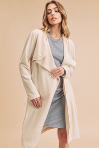 Aemi + Co Open Front Long Sleeve Longline Coat - Brittney MADE