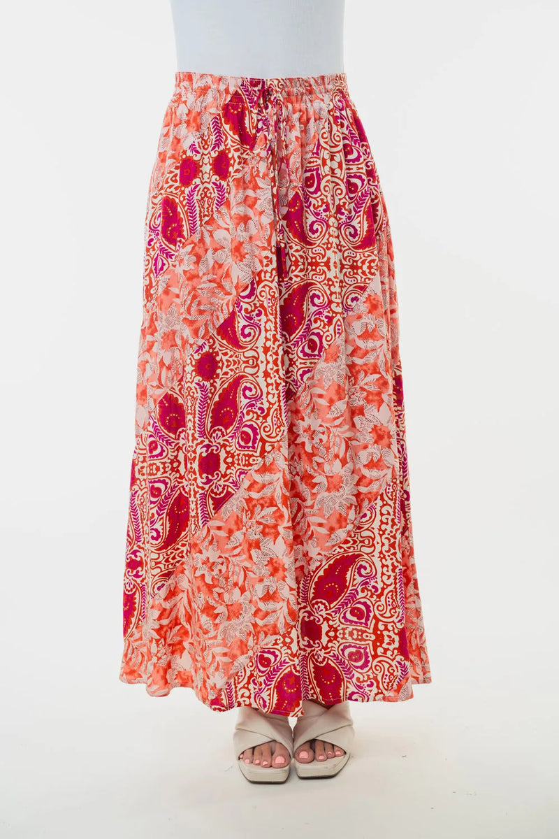 White Birch Full Size High Waisted Floral Woven Skirt - Brittney MADE