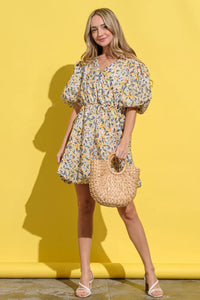 And The Why Full Size Floral Surplice Puff Sleeve Dress - Brittney MADE