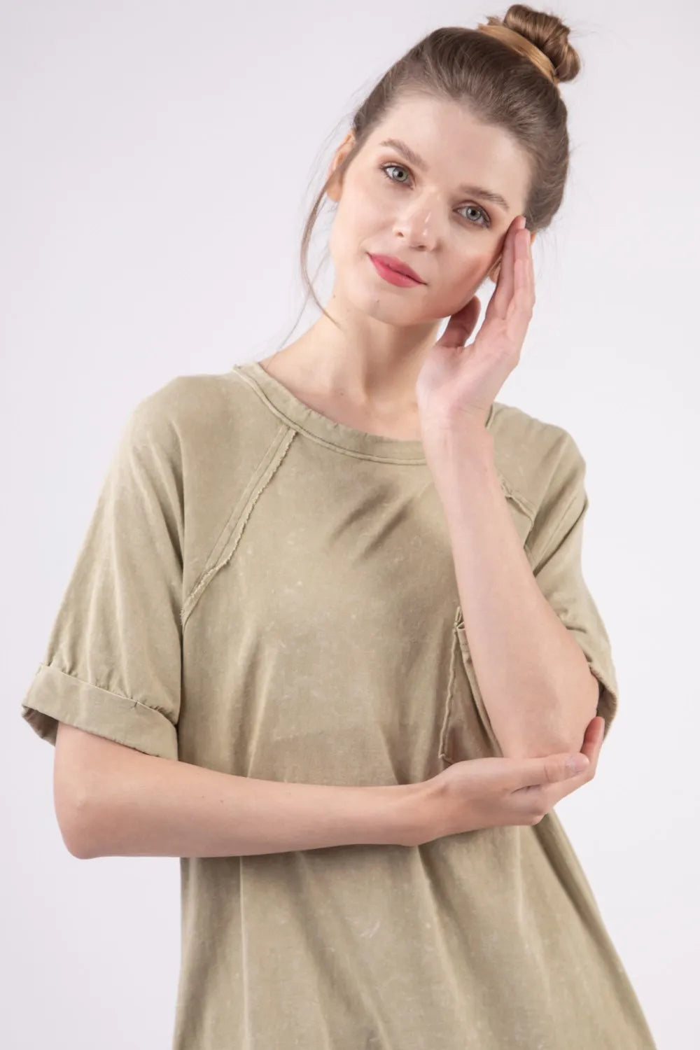 VERY J Washed Round Neck Mini Tee Dress - Brittney MADE