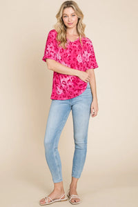 BOMBOM Leopard V-Neck Short Sleeve T-Shirt - Brittney MADE