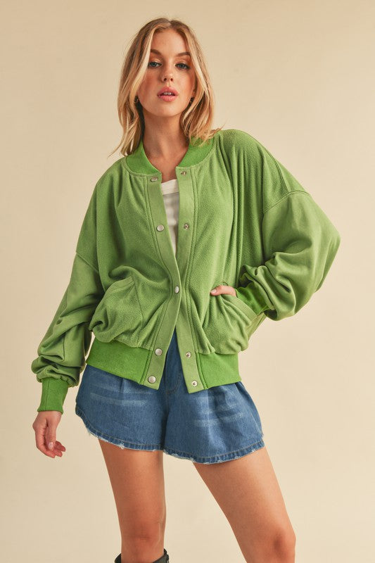 Aemi + Co Snap Down Drop Shoulder Brushed Jacket - Brittney MADE