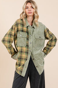 Mittoshop Plaid Button Down Drop Shoulder Jacket - Brittney MADE