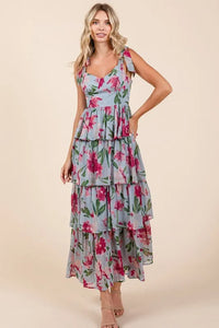 Mittoshop Layered Floral Sweetheart Neck Maxi Dress - Brittney MADE