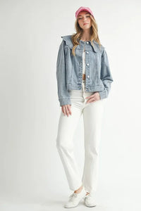 MABLE Scallop Peter Pan Collar Denim Jacket - Brittney MADE