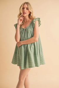 Aemi+Co Ruffled Cap Sleeve Cotton Tunic Mini Dress - Brittney MADE