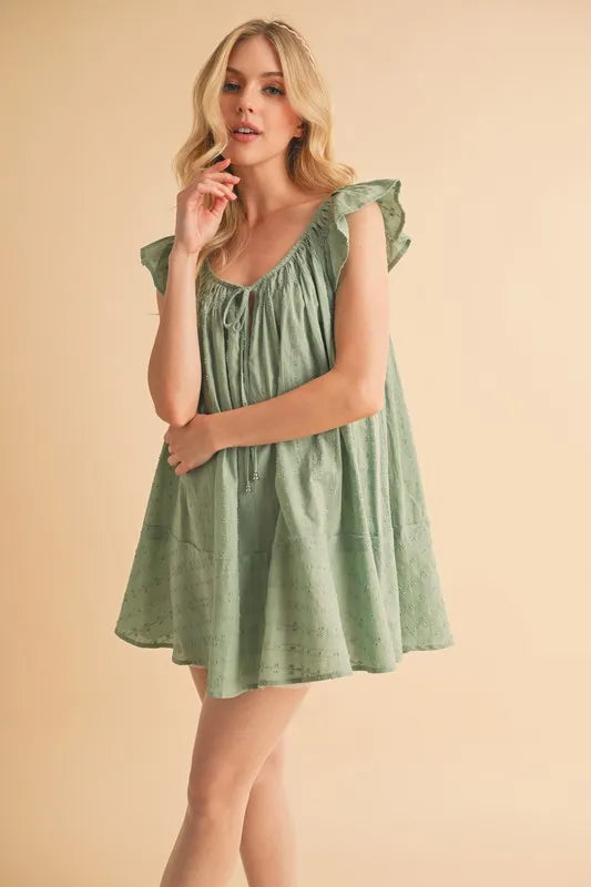 Aemi+Co Ruffled Cap Sleeve Cotton Tunic Mini Dress - Brittney MADE