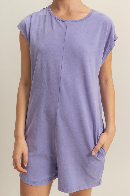 HYFVE Round Neck Cap Sleeve Relaxed Fit Breezy Romper - Brittney MADE
