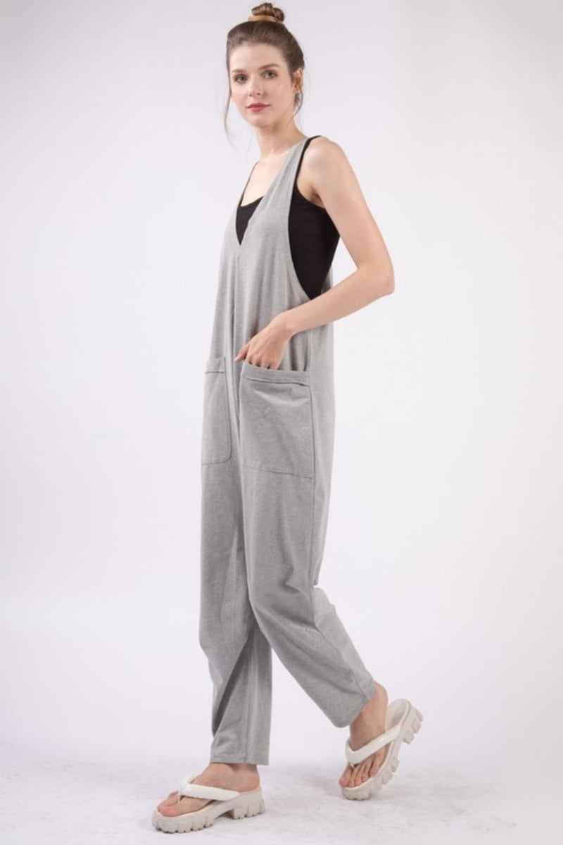 VERY J  Plunge Sleeveless Jumpsuit with Pockets - Brittney MADE