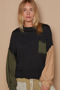 POL Color Block Roll Hem Hacci Sweater - Brittney MADE