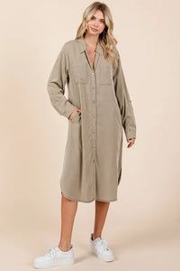 Mittoshop Button Down Long Sleeve Shirt Dress - Brittney MADE
