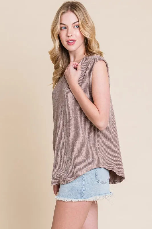 BOMBOM Rib Knit V-Neck Tank - Brittney MADE