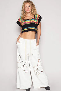 POL Openwork Ethnic Pattern Square Neck Cropped Knit Top - Brittney MADE