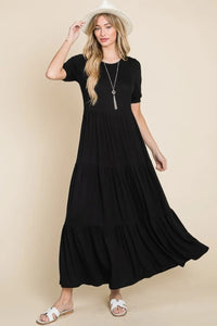 BOMBOM Short Sleeve Tiered Maxi Dress - Brittney MADE
