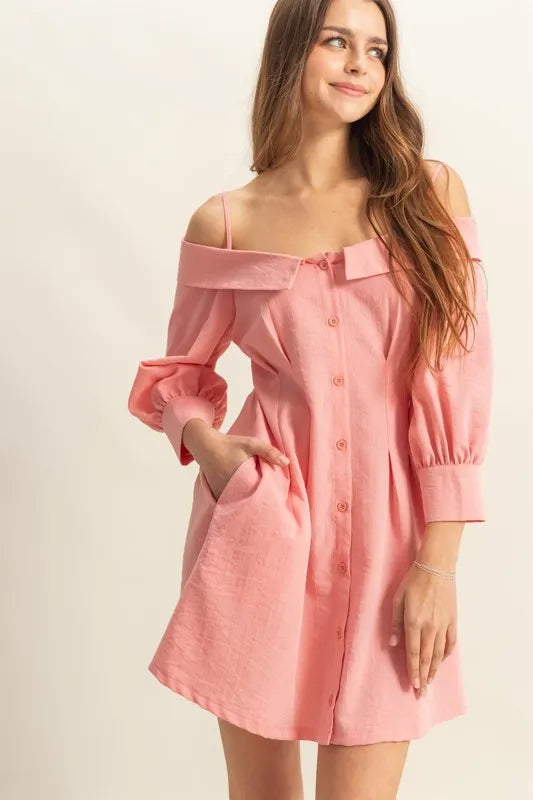 HYFVE Button Down Spaghetti Strap Mini Dress with Pockets - Brittney MADE