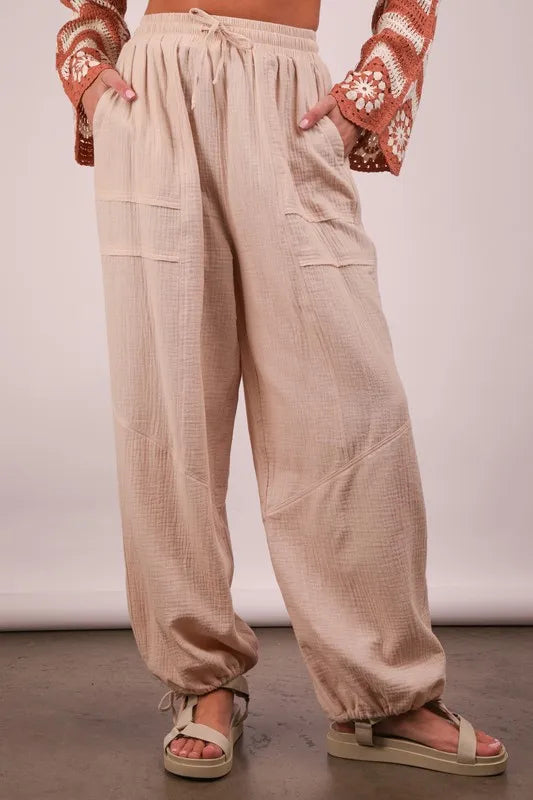 VERY J Wide Leg Gauze Solid Pants - Brittney MADE