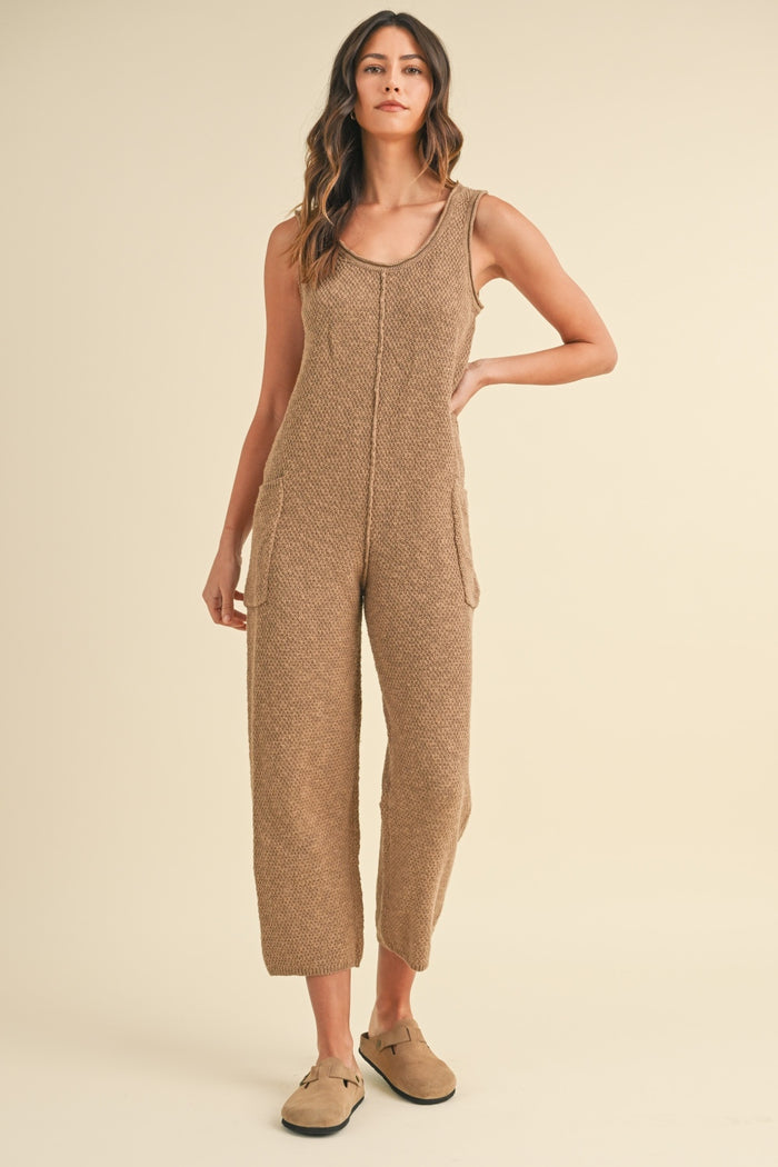 MABLE Sleeveless Knit Crop Jumpsuit with Pockets - Brittney MADE
