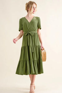 And The Why Soft Short Sleeve Tiered Midi Dress - Brittney MADE