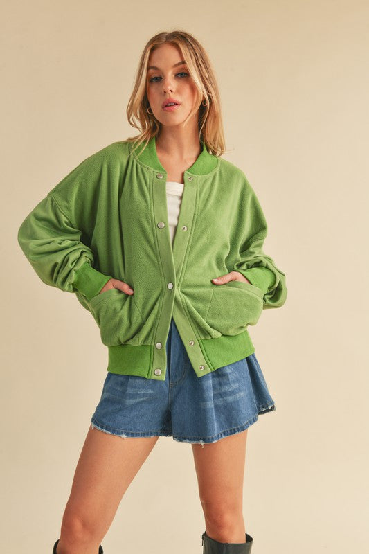 Aemi + Co Snap Down Drop Shoulder Brushed Jacket - Brittney MADE
