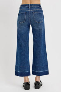 RISEN Full Size Tummy Control High Rise Crop Wide Hem Jeans Plus Size - Brittney MADE