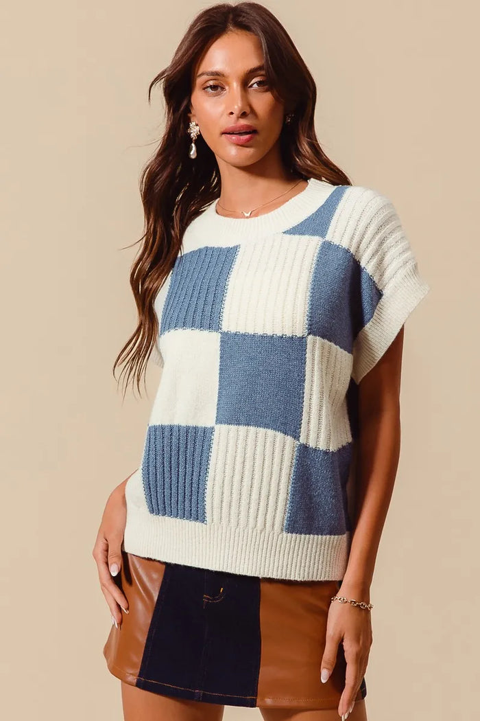 SO ME Check Plaid Casual Sweater Top - Brittney MADE