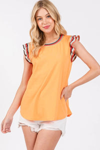 Ces Femme Contrast Striped Sleeveless Round Neck Top - Brittney MADE