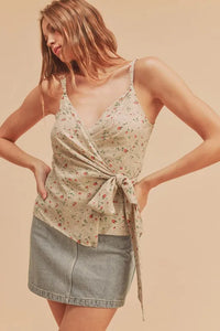 Aemi + Co Ditsy Floral Surplice Adjustable Straps Cami - Brittney MADE