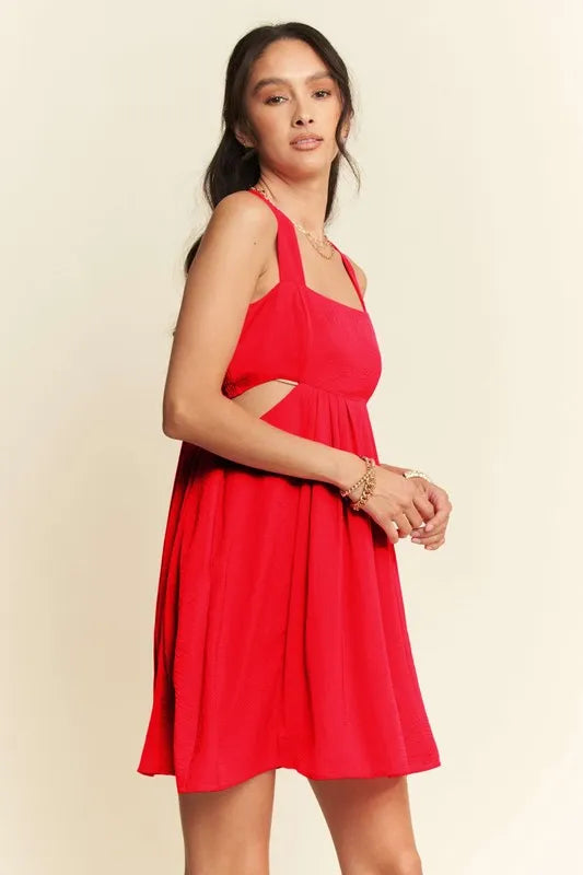 Davi & Dani Washed Satin Cutout Skirt Bandeau Mini Dress - Brittney MADE