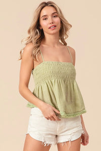 BiBi Fringed Hem Smocked Cami - Brittney MADE