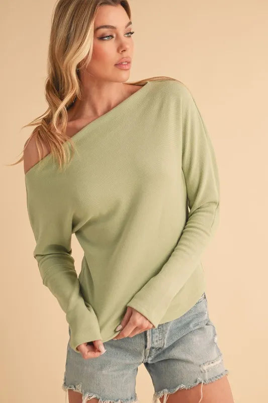 Aemi + Co One Shoulder Long Sleeve Knit Top - Brittney MADE