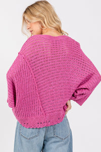 SAGE + FIG Distressed Asymmetrical Open Stitch Sweater - Brittney MADE