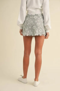 MABLE 3D Floral Embellished Applique Mini Skirt - Brittney MADE