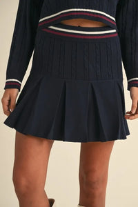 MABLE Cable-Knit Top and Pleated Skirt Sweater Set - Brittney MADE
