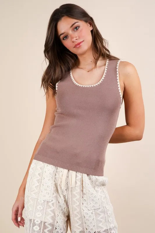 VERY J Blanket Style Sleeveless Knit Tank - Brittney MADE