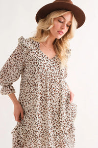 And The Why Leopard Ruffle Hem Woven Mini Dress - Brittney MADE