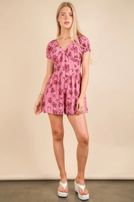 VERY J Floral Printed Ruffle Romper - Brittney MADE