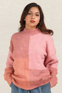 VERY J Color Block Mock Neck Drop Shoulder Sweater - Brittney MADE