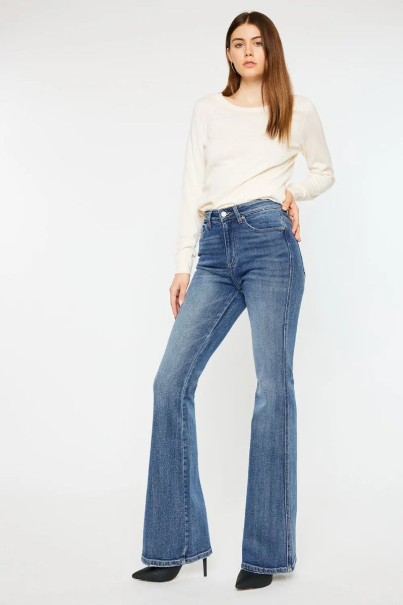 Kancan Cat's Whiskers High Waist Flare Jeans - Brittney MADE