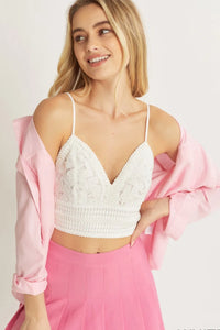 Love Tree Textured Lace Crop Cami - Brittney MADE