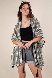 VERY J Striped Poncho Boho Cardigan - Brittney MADE