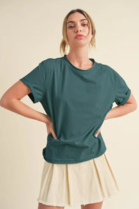 Aemi + Co Exposed Seam Round Neck Short Sleeve T-Shirt - Brittney MADE