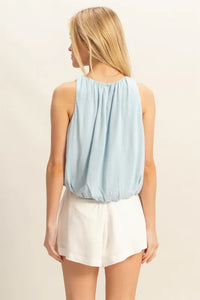 HYFVE Bubble Hem Round Neck Sleeveless Blouse - Brittney MADE