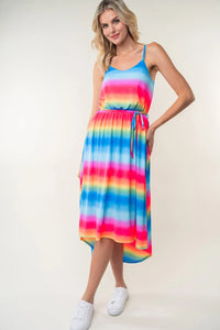 White Birch Full Size Ombre Striped Midi Cami Dress - Brittney MADE