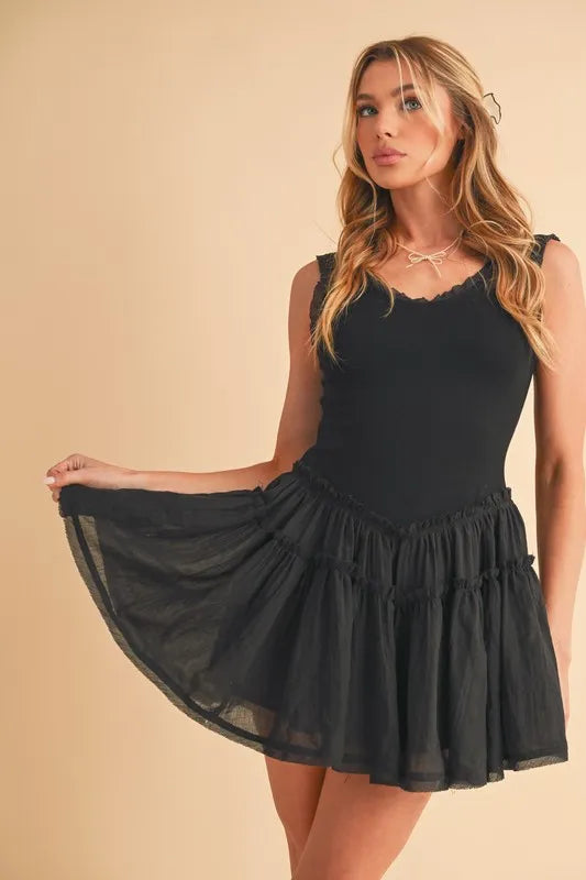Aemi+Co Frill Sleeveless Drop Waist Mini Dress - Brittney MADE