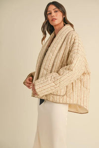 MABLE Floral Printed Quilted Open Jacket - Brittney MADE