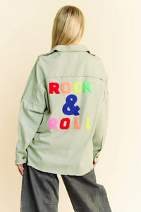 Davi & Dani Multi Color Rock & Roll Fringed Hem Loose Fit Shacket - Brittney MADE