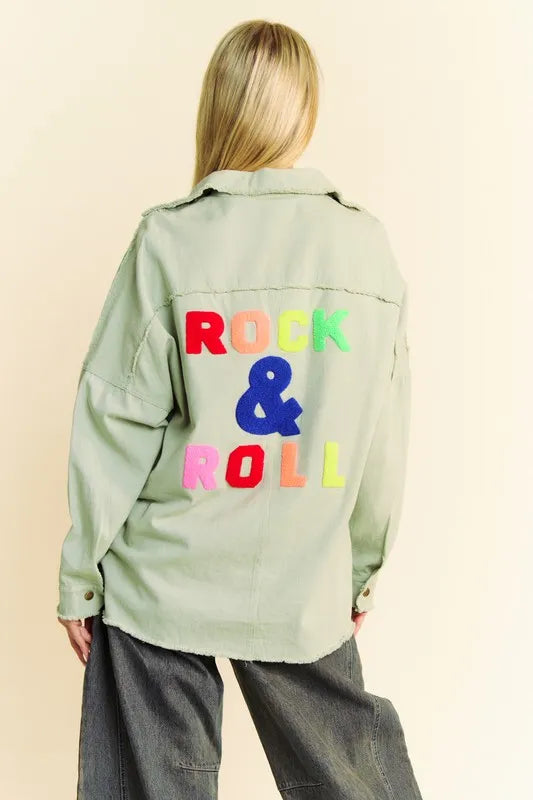 Davi & Dani Multi Color Rock & Roll Fringed Hem Loose Fit Shacket - Brittney MADE