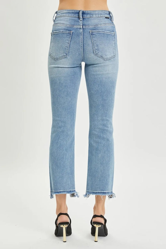 RISEN Full Size High Rise Distressed Cropped Straight Jeans - Brittney MADE