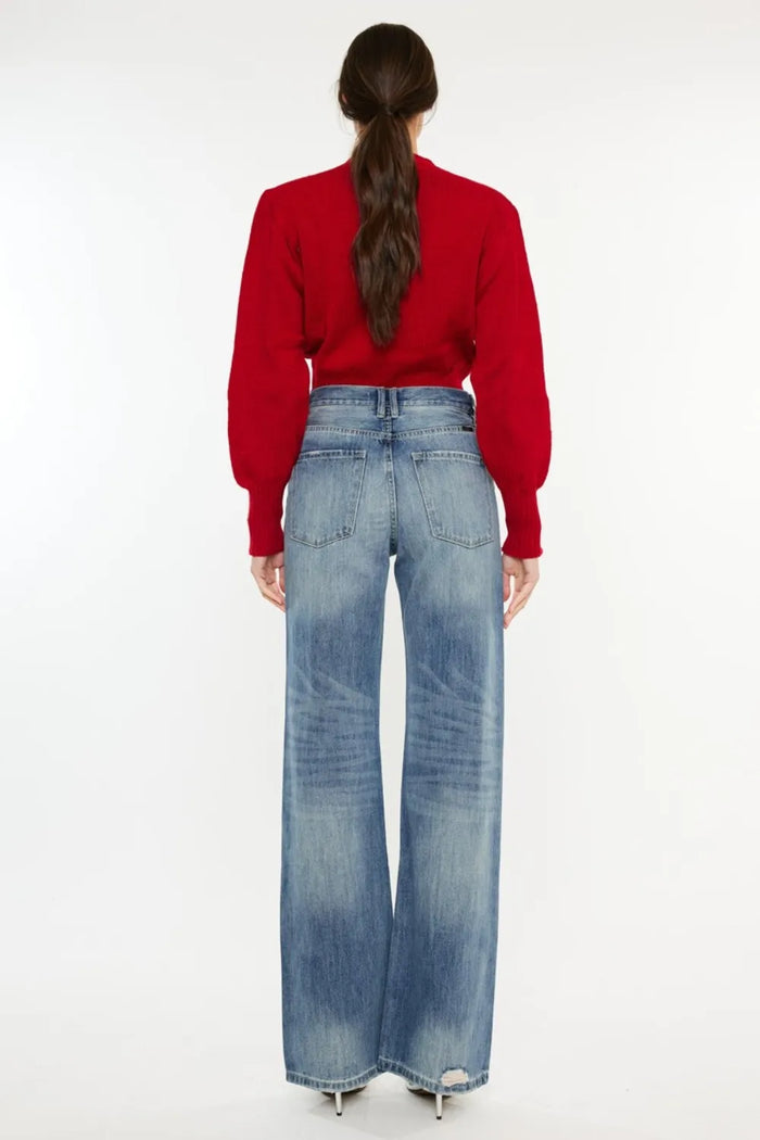 Kancan Distressed High Waist Bootcut Jeans - Brittney MADE